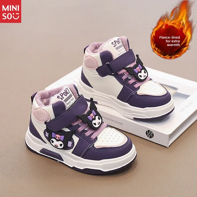 

Детские зимние кроссовки Miniso 2025г. | Нескользящая плюшевая подкладка | Повседневная спортивная обувь для мальчиков и девочек