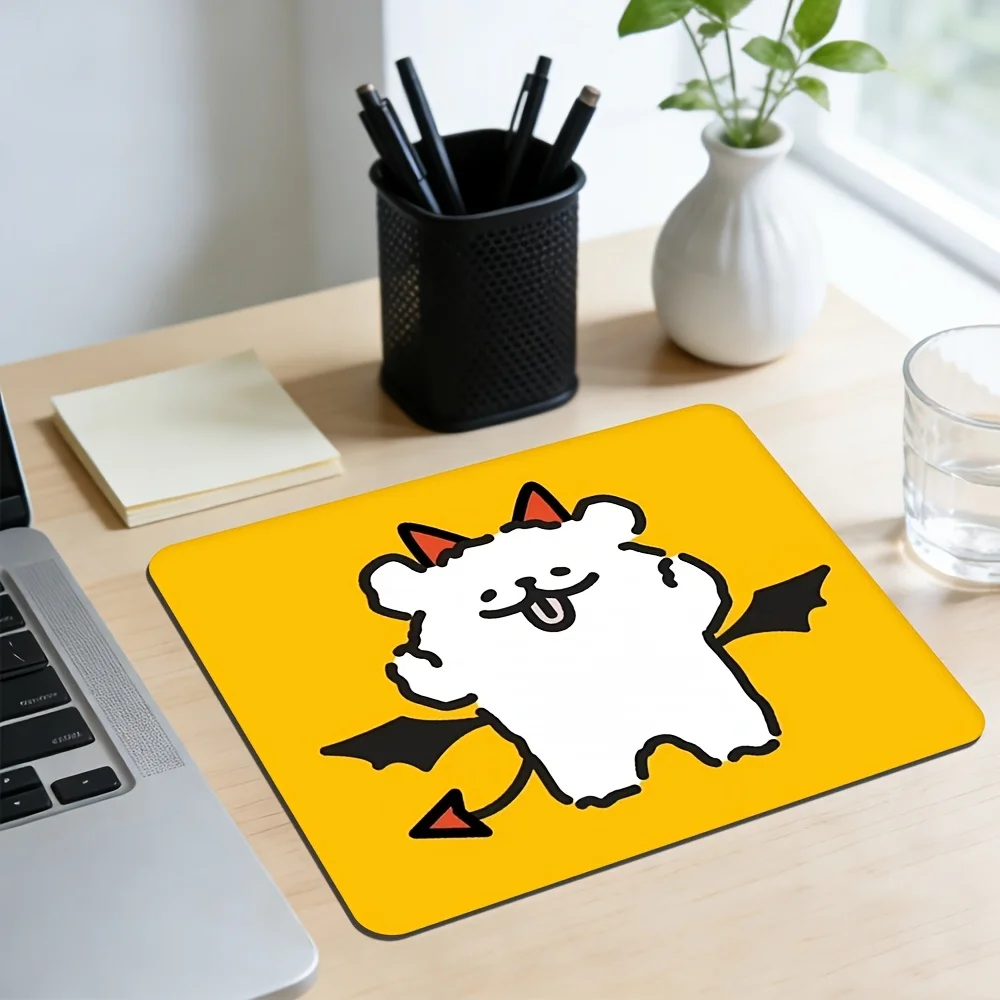 

Милый коврик для мыши с изображением дьявольского медведя, желтый забавный мультяшный настольный коврик, нескользящий игровой коврик для мыши для офиса, дома, в качестве подарка