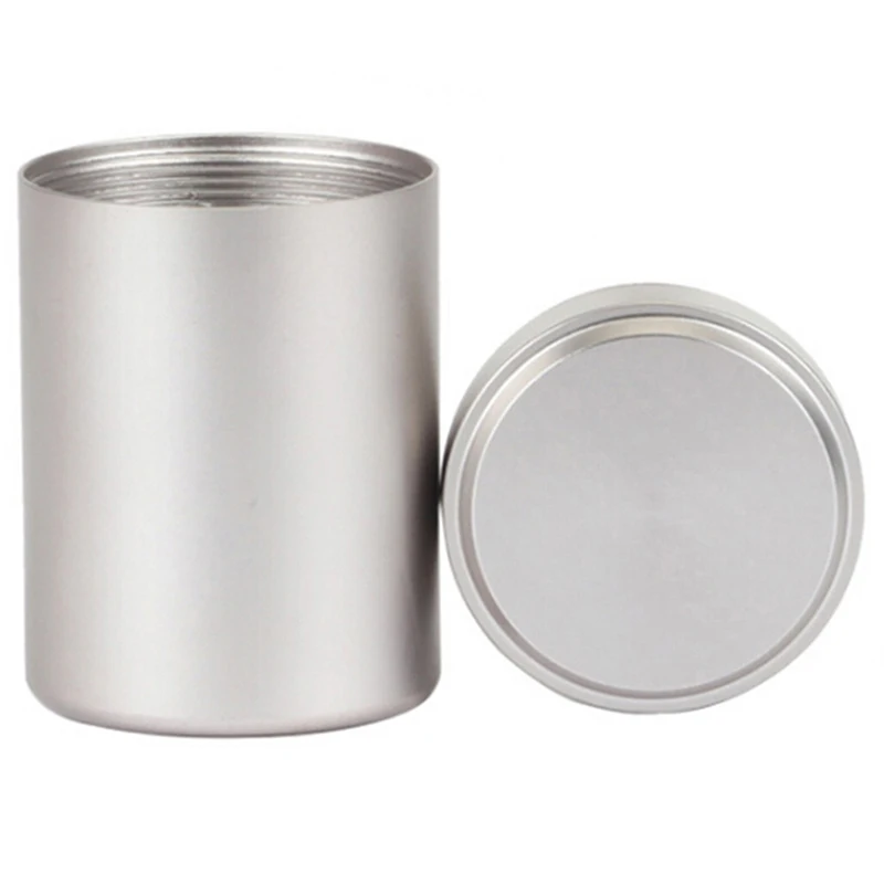 1x Silver Airtight Proof Container Silver Aluminum Herb Stash Metal Sealed Can Tea Jar Durable, Airtight,Storage Containers