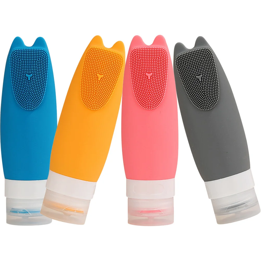 

4 Pcs Travel Shampoo Bottles Silicone Dispensing Small Containers Portable Size Lotion