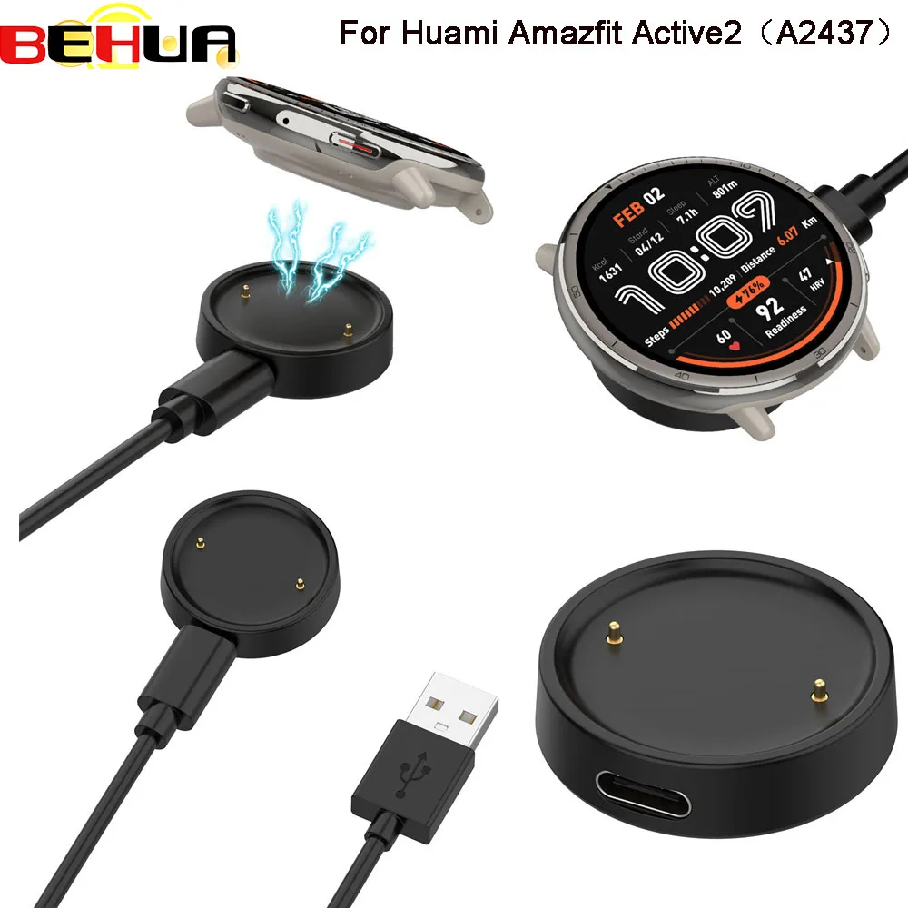 Adaptador de carregador de relógio inteligente, cabo de carregamento usb, suporte para huami amazfit bip6 para amazfit active 2, acessórios de relógio