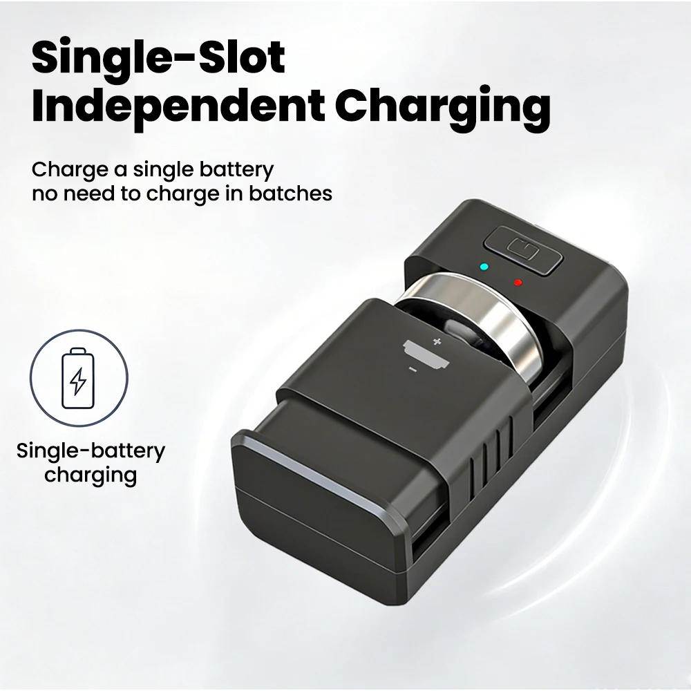 Type-C Single Slot LIR Button Battery Charger Universal Lithium Coin Cell Charger Fit LIR1025-LIR3048 For Car Key Watch