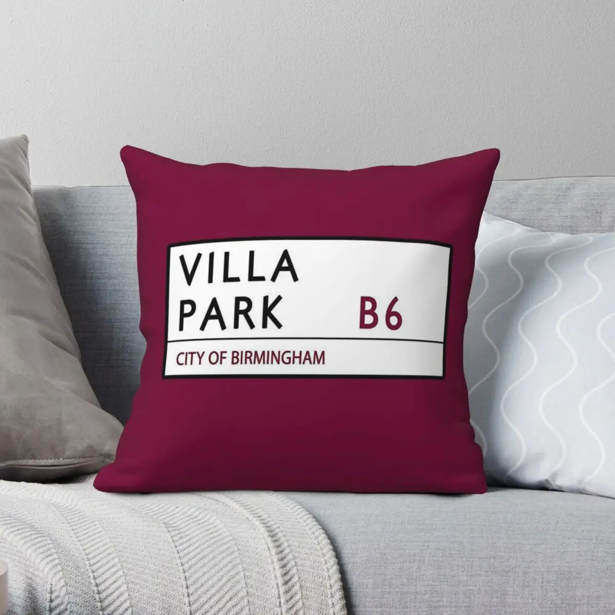 Villa Park Road Sign Square Pillowcase Polyester Linen Velvet Pattern Zip Decorative Pillow Case Car Cushion Cover