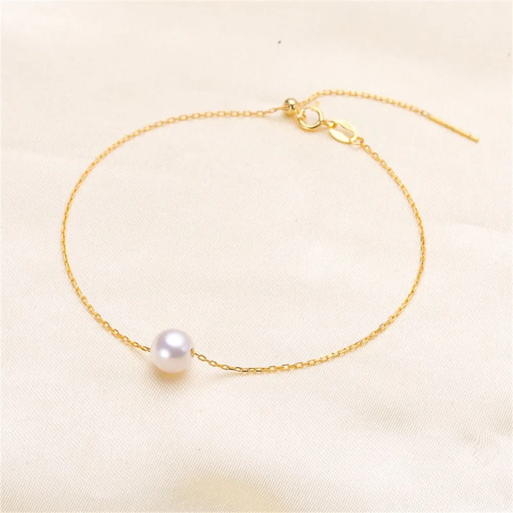 DIY Pearl Accessories S925 Silver Needle Adjustable Cross Chain O-shaped Link Road Pass Chain Pendant Pearl Bracelet S005