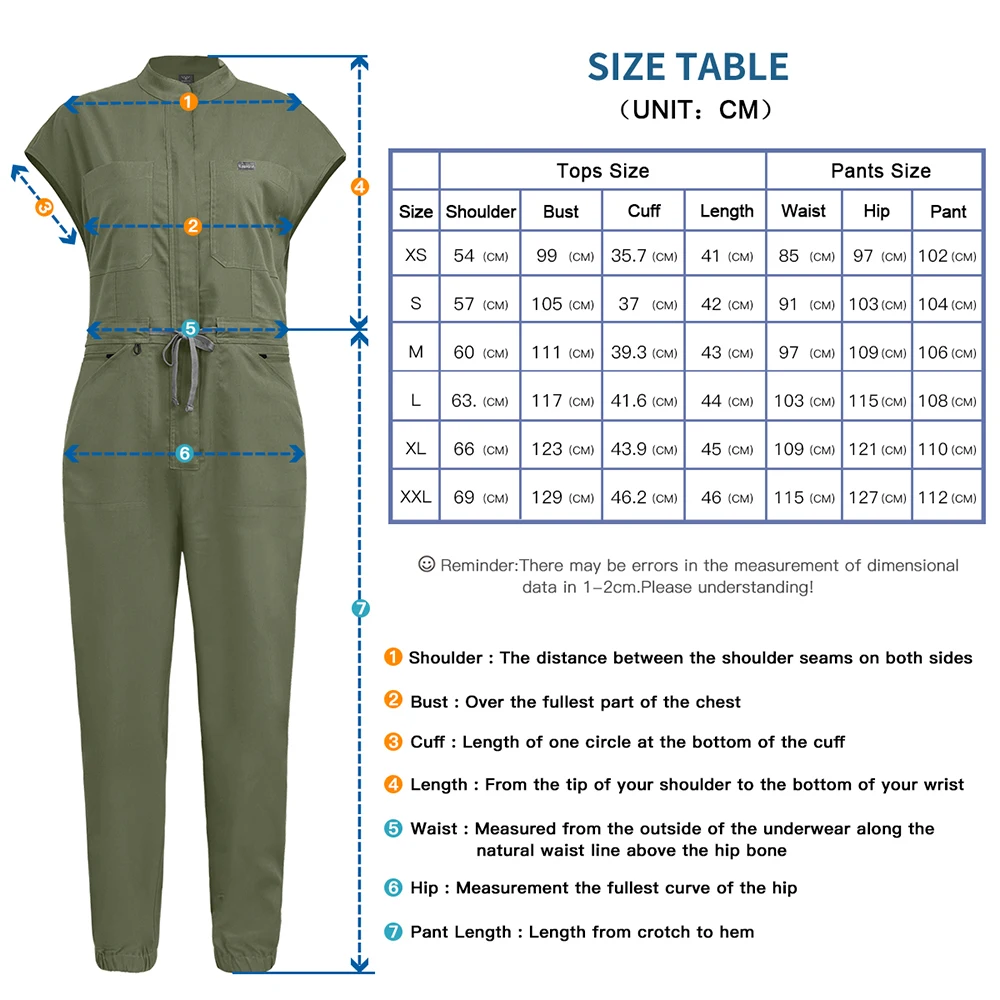 Printed or Embroidered Logo Nurses Uniforms One-piece Jumpsuit Scrubs Customized LOGO Fashion Work Clothes High Quality Workwear