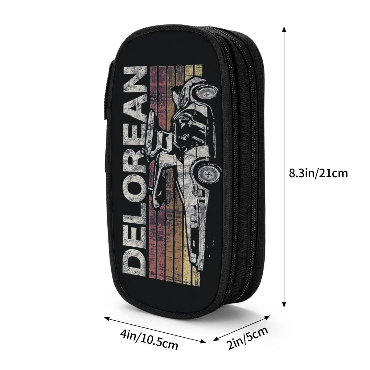 DeLorean Punk Pencil Case Rock Music Double Layer Pen Box Boy Girl Fashion Large School Pencil Cases Stationery