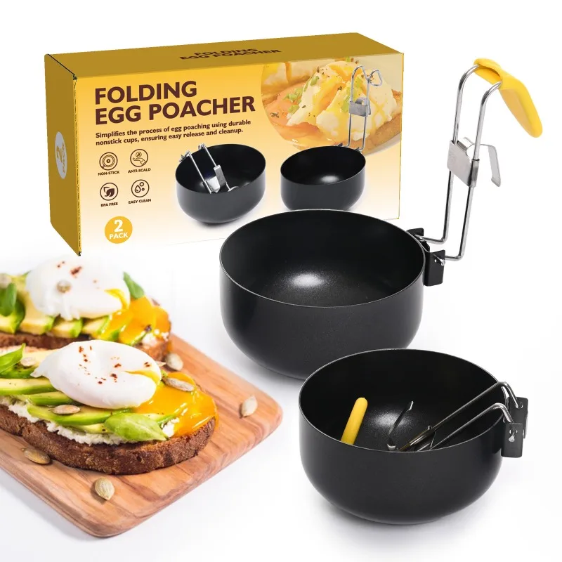 Hot Selling Stainless Steel Household Foldable Ear Hanging Non Stick and Anti Scalding Circular Soft Core Water Wave Egg Steamer
