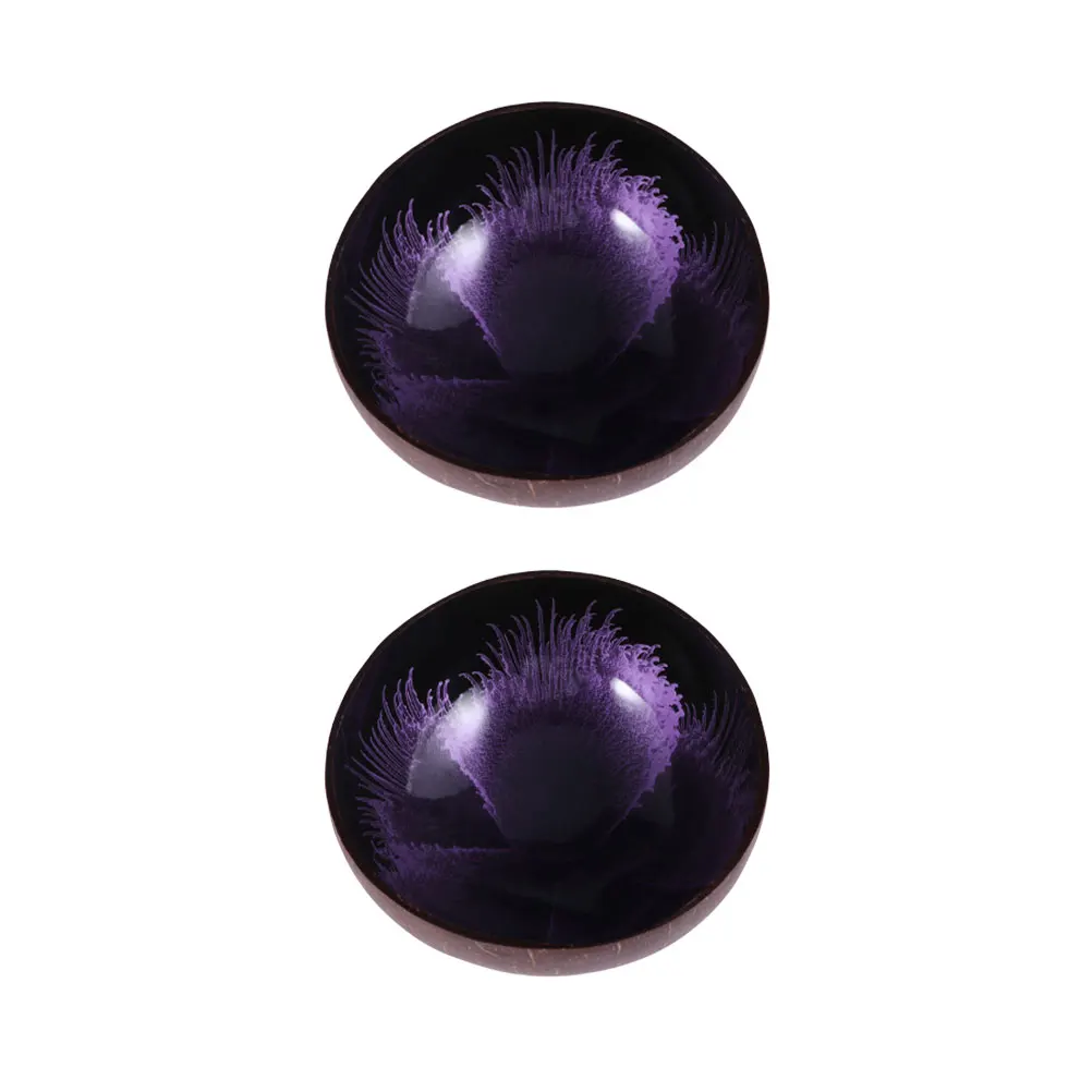 

2 Pcs Storage Bowl Coconut Purple Wooden Shells Decorative Bowls for Hawaiian Party