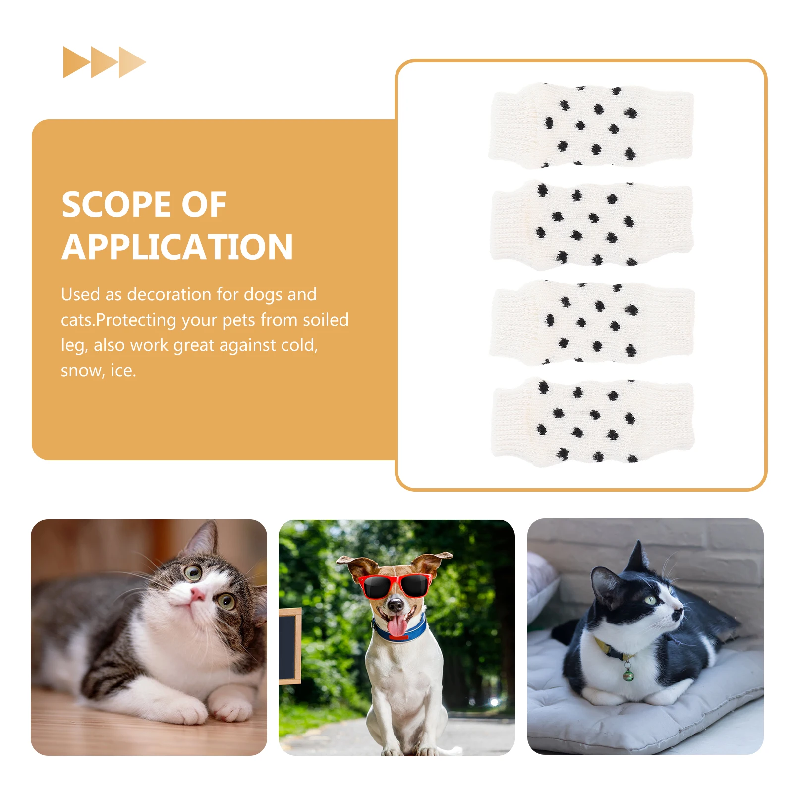 

4Pcs Anti-Slip Dog Leg Socks Skin-Friendly Pet Leg Warmers Lovely Pattern Protective Socks Dog Leggings Pet Supply