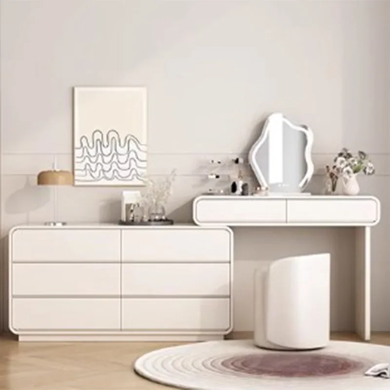 الطبيعية الفاخرة الأبيض مضمد مجموعة تخزين مرآة الغرور درج الغرور مجموعات تسريحات يشكلون الشمال Schmink Tisch أثاث المنزل #3