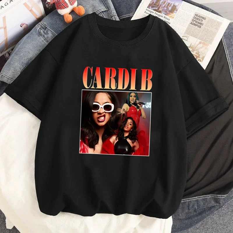 Cardi B مغني الراب Y2k ملابس النساء الأبجدية تي شيرت المشجعين هدية الشارع الشهير Harajuku القوطي التي شيرت بلايز موضة الرجال قصيرة الأكمام تيز