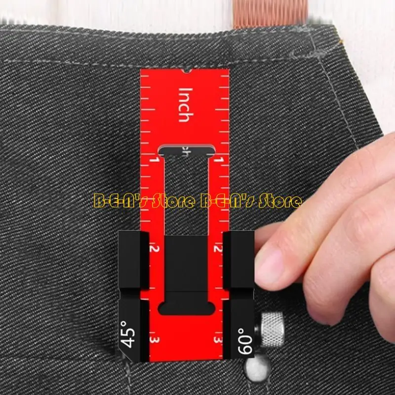 Y1AD T トラック定規 木工定規 精密ポケット定規 金属製計算尺 インチ & メトリック T 型スクライビング定規 直角定規