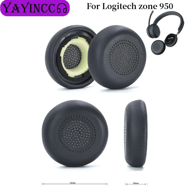 وسادات أذن بديلة لسماعات الرأس Logitech Zone 950 وسادات أذن جلدية أكثر نعومة من البروتين وسادات أذن عالية الجودة،