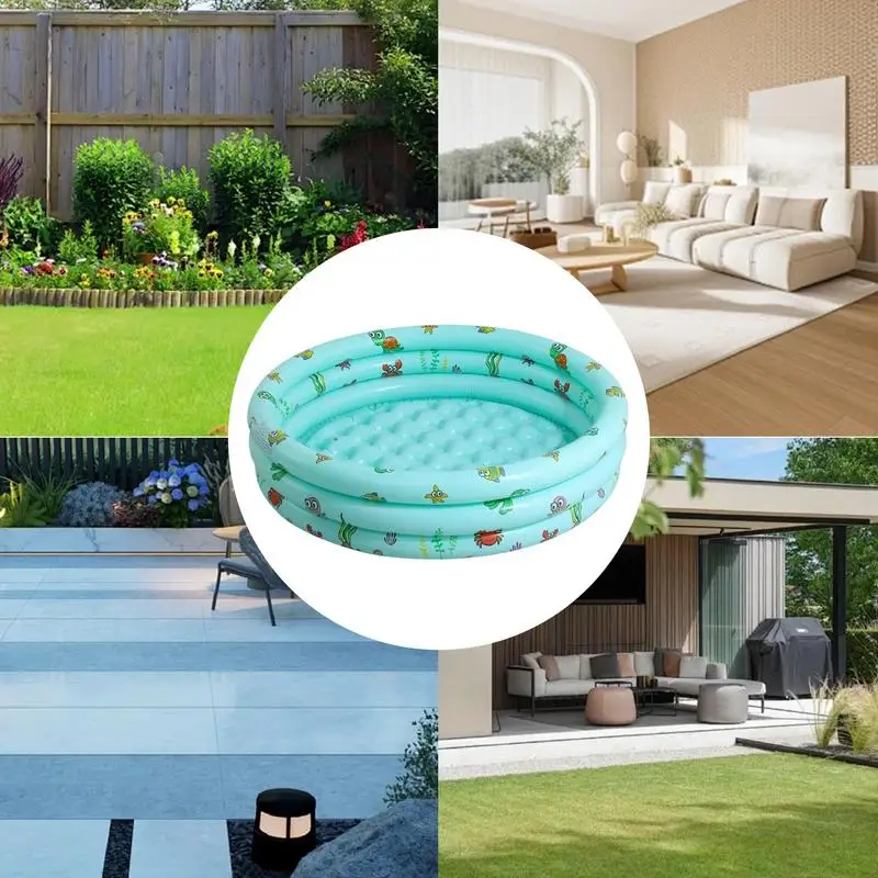 Kiddie 수영장 가족을위한 풍선 정원 수영장 3 링 접이식 정원 뒷마당을위한 패들링 센터 불어