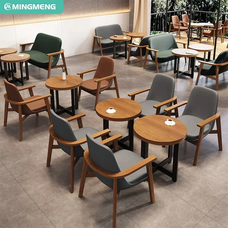 Solid Frame High Density Cotton PU Modern Design Wood Leather Sofa Cafe Restaurant Use - Wholesale