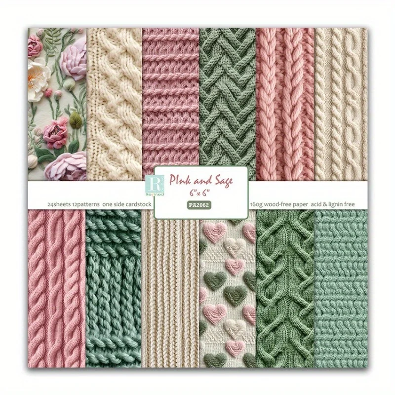24pcs Junk Journaling Ambachtelijke Papieren Bloem Scrapbook Papier Pad 6x6inch Diverse Patroon Decoupage Cardstock Enkelzijdig Vintage