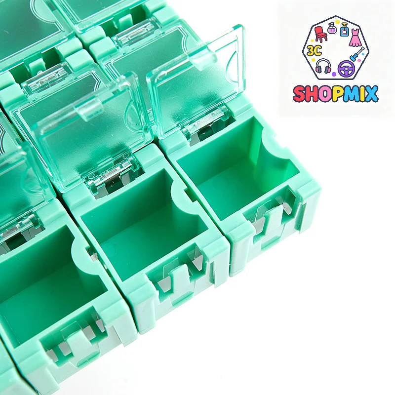 50 Stück/Set SMD SMT Elektronische Komponenten-Aufbewahrungsboxen Mini-Aufbewahrungsboxen-Set Schreibtisch-Organizer