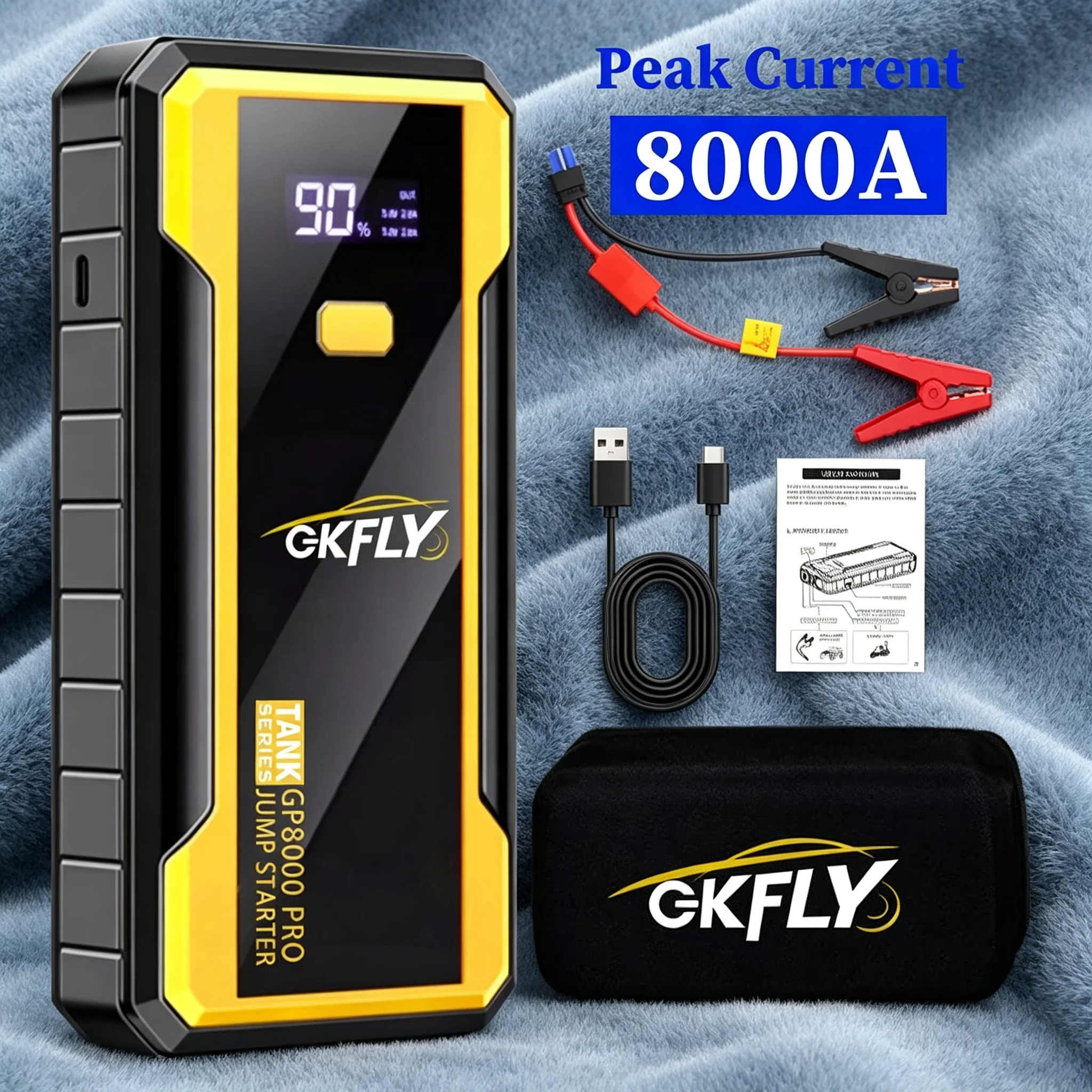 GKFLY 3000A/5000A/9000A Auto Startkabelsysteem Powerbank 12V Auto Accu Oplader Auto Noodstart Booster Startapparaat