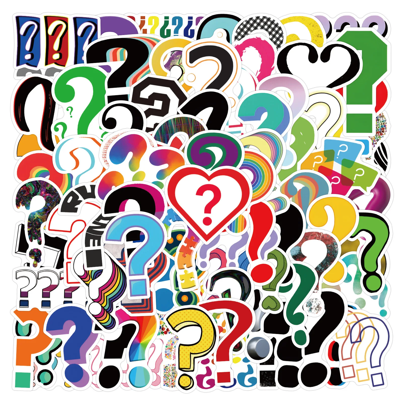 120PCS Question Mark Cartoon Symbol Graffiti Stickers Decorative Mobile Phone Case Water Cup Guitar DIY Waterproof Childrens Toy