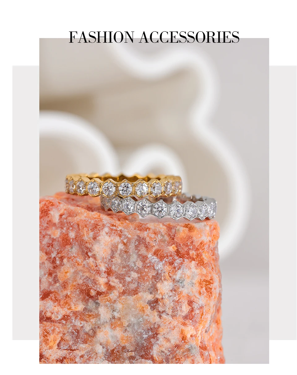 Yhpup Exquisiter weißer Zirkonia Bling Edelstahl Klassisch Dünn Schicker Ring Luxus Verlobung Hochzeit Modeschmuck Geschenk – Detail 6