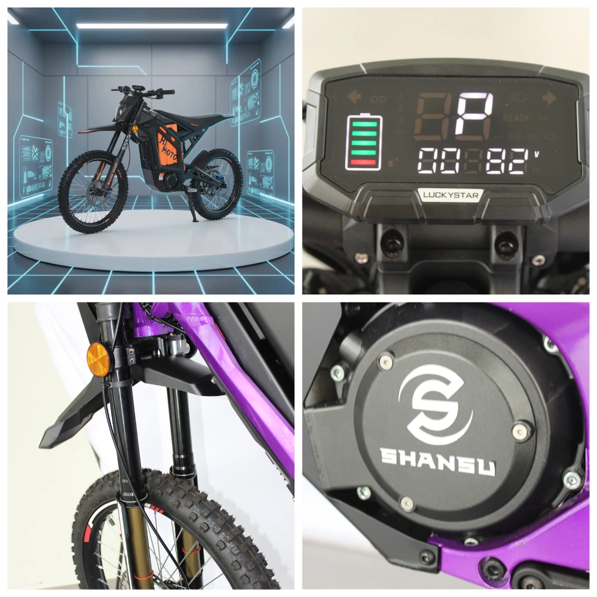 4000W Electric Dirt Bike 72V 40Ah 400N.m Torque 19 Inch Tire Hydraulic Brake Aluminum Frame