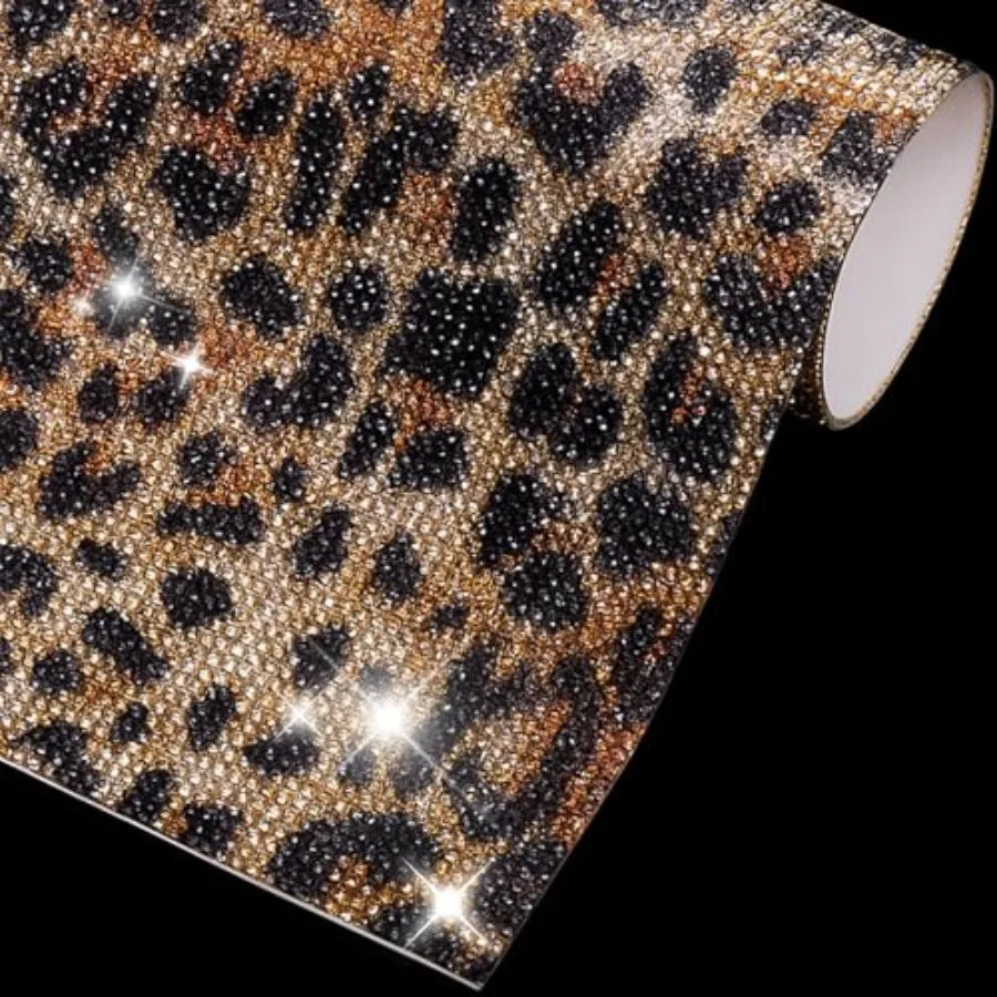 

12000PCS Leopard Print Rhinestone Sticker with 2mm Rhinestone Crystal Bling Self Adhesive Rhinestones Sheet for DIY Car Decorat