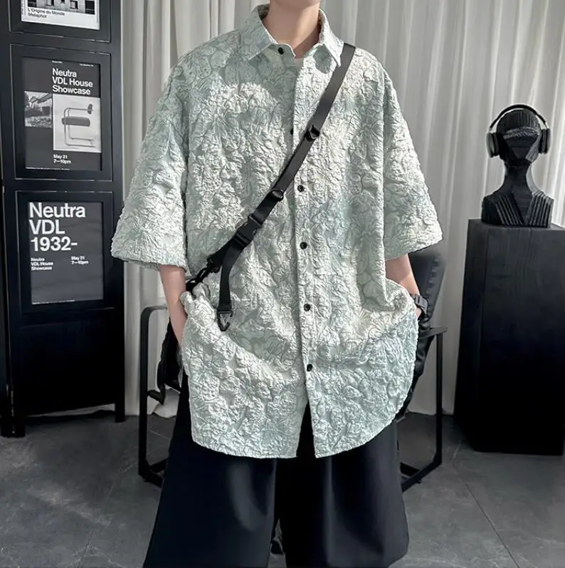 

Europe and the United States women's winter new Short sleeve lapel jacquard fashion Casual shirt