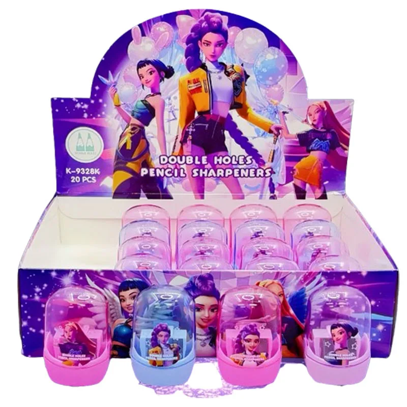 جديد Kpop شيطان الصيادين ثقب مزدوج براية أقلام الكرتون المحمولة براية أقلام مبراة مجموعة للعب الملونة