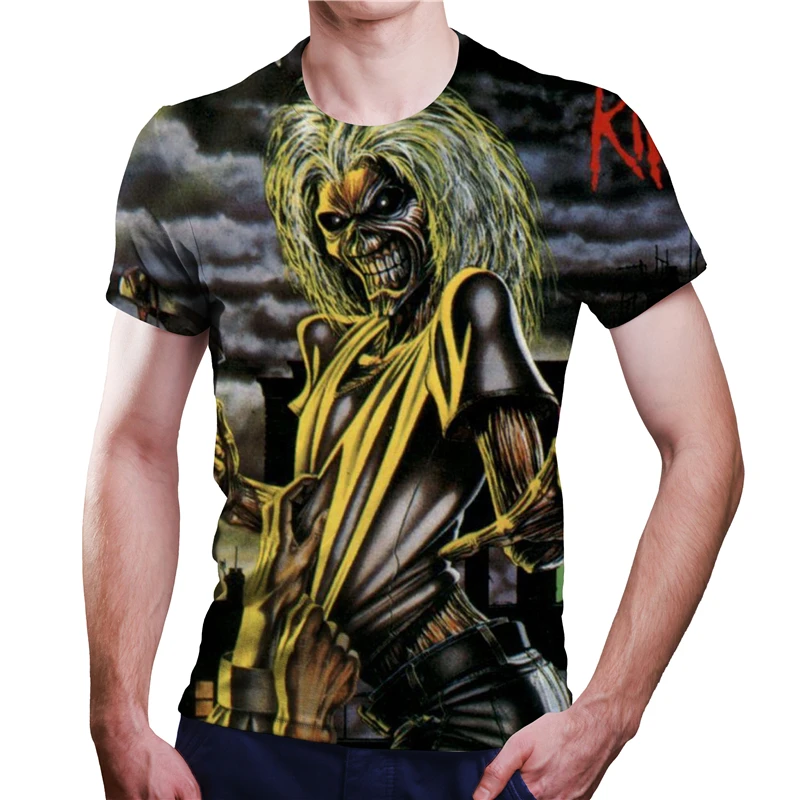 Camisetas con estampado 3D de Heavy Metal Rock para hombre, ropa