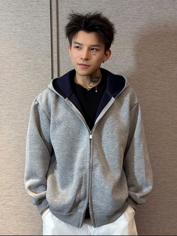 

Мужская куртка American Sle Boxy с двойной молнией и капюшоном, толстовка на весну-осень, плотная, износостойкая куртка