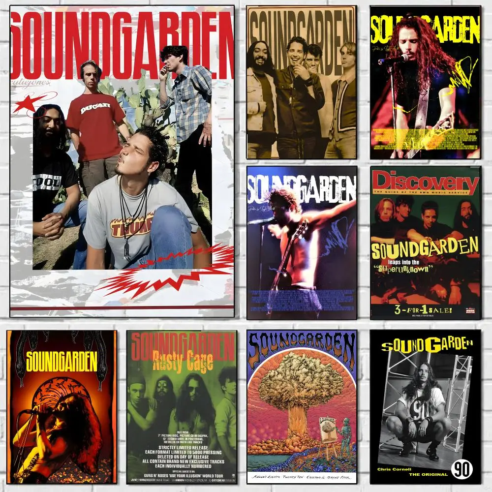Band S-Soundgarden Poster HD Wall Art Decal Self-Adhesive Aesthetic Decor For Home Living Bedroom Bar Aesthetic