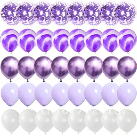 

Agate Marble Balloons Set 40 Pcs Blue Silver Confetti Balloon Happy Wedding Birthday Party Decoration Baby Shower Metal Balloon