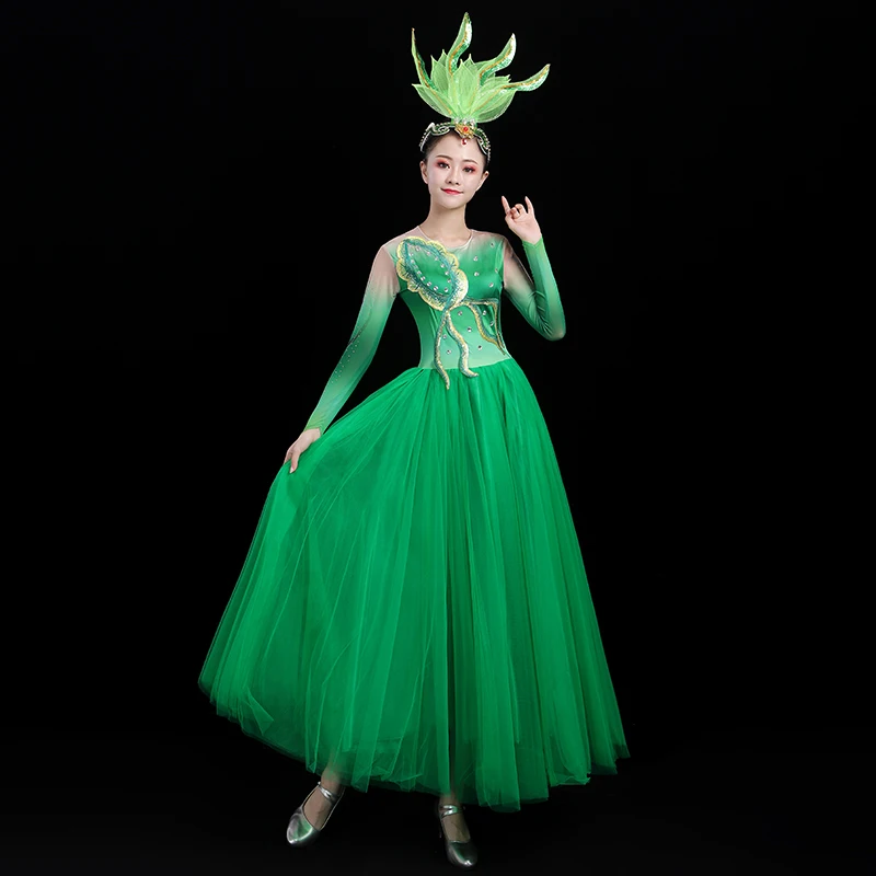 Opening Dance Costume Big Swing Skirt New Chinese Dance Costume Elegant Style