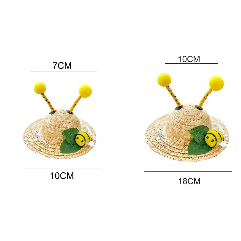 Pet Hat Comfortable Useful Ladybug Bees Decoration Hat 2 Sizes Dog Straw Hat Knitted Dogs Straw Hat for Outdoor Dogs Accessoires