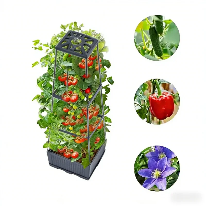 3D Tower-Shaped Multi-Layer Plant Stand for Balcony, Special for Succulents, Green Radish, Climbing Plants, Vegetable Pots, Mult