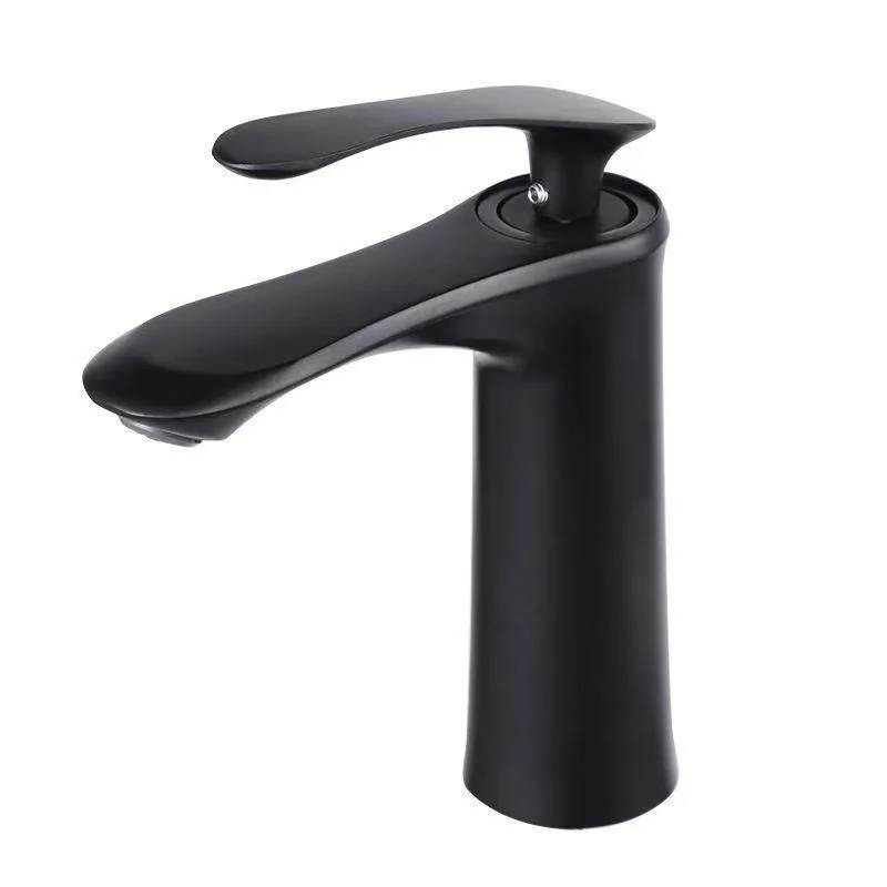 1 Piece Brass Core Modern Black Bathroom Sink Faucet Single Handle Deck Mounted Faucets Wash Basin Water Tap Hot And Cold Mixer