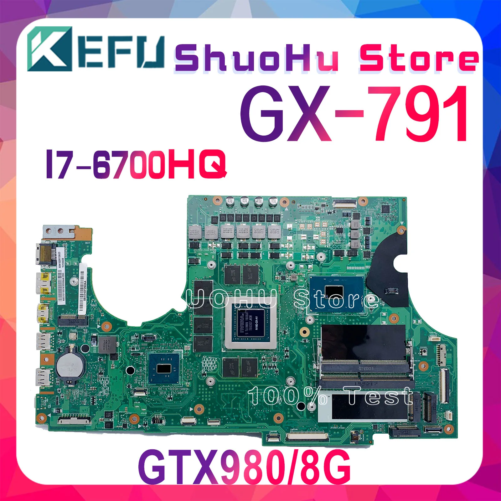 

KEFU P7NCR I7-6700HQ GTX980M/8G Notebook Mainboard For ACER Predator 17 GX-791 G9-791 G9-792 GX-79 Laptop Motherboard TEST OK