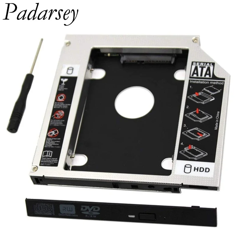 Padarsey 9.5mm SATA 2nd SSD HDD Hard Drive Caddy Adapter Tray DELL HP Lenovo ThinkPad ACER Gateway ASUS Sony Samsung MSI Laptop