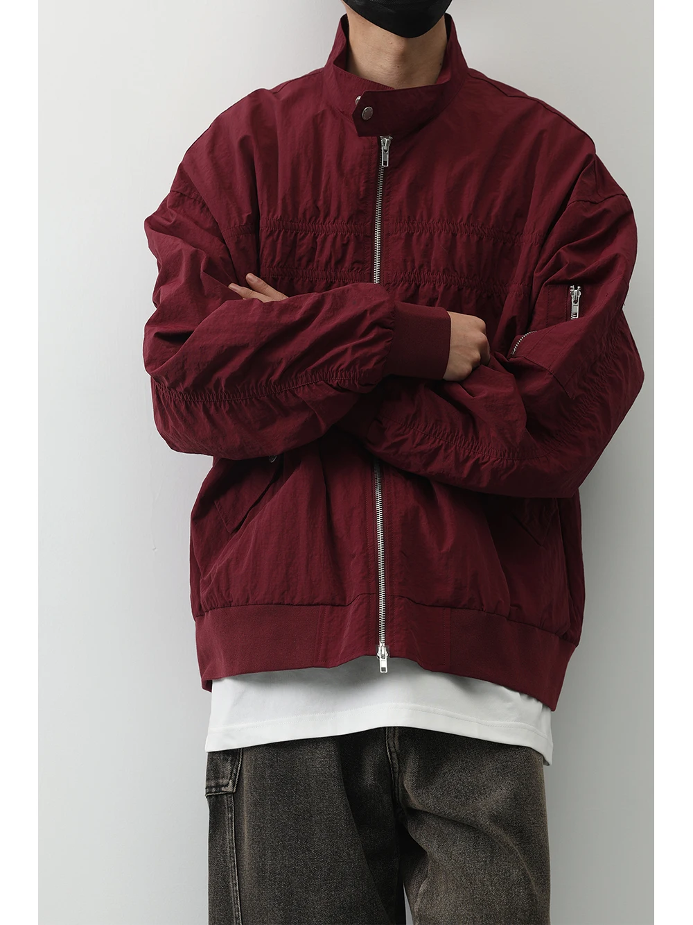 

Мужская куртка American Sle с воротником-стойкой, весенне-осенняя, для активного отдыха, ветрозащитная, в стиле ретро, рабочая одежда, свободный крой, длинный рукав, на молнии