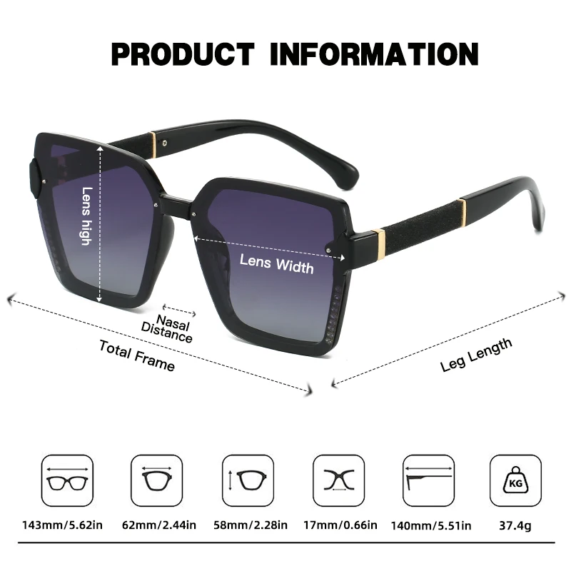 نظارات شمسية مستقطبة للنساء من JUNCTURE، نظارات شمسية مربعة أنيقة، نظارات سيدة متدرجة، هدايا العطلات، نظارات شمسية للنساء