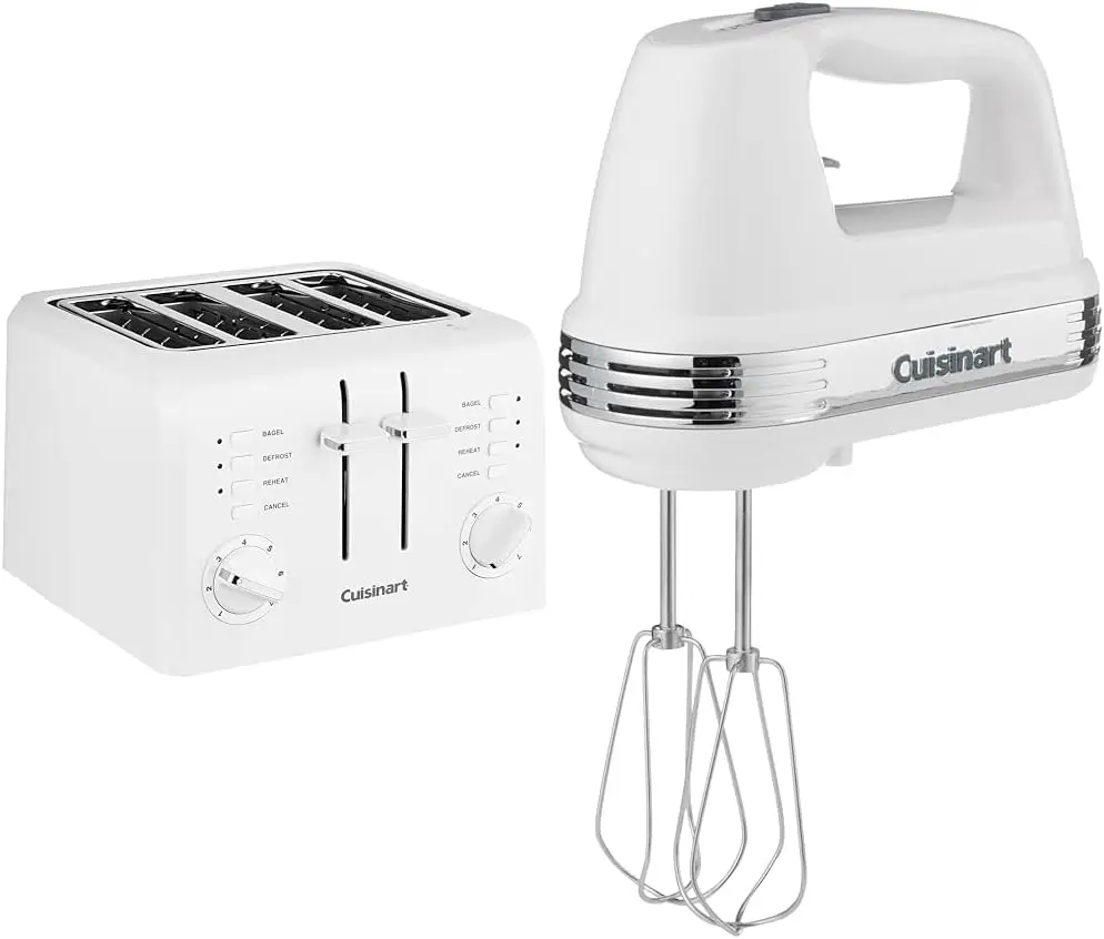 

CPT-142P1 4-Slice Compact Plastic Toaster, White & HM-50 Power Advantage 5-Speed Hand Mixer, White