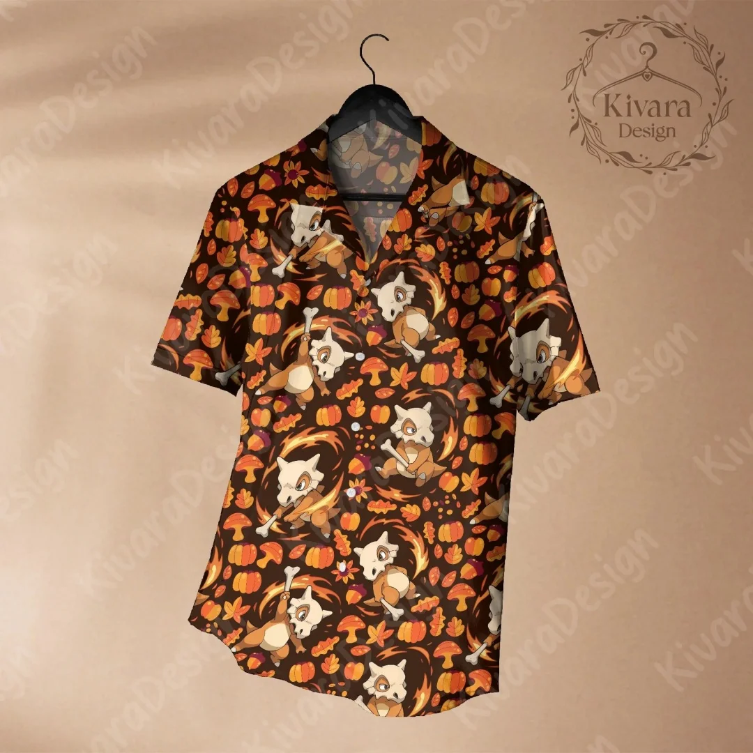 Cubone Hawaiian Shirt Pokémon Anime Cubone graphic T-shirt Summer Sports Men's T-Shirt Kid's Clothing Tee Y2k Woman ﻿