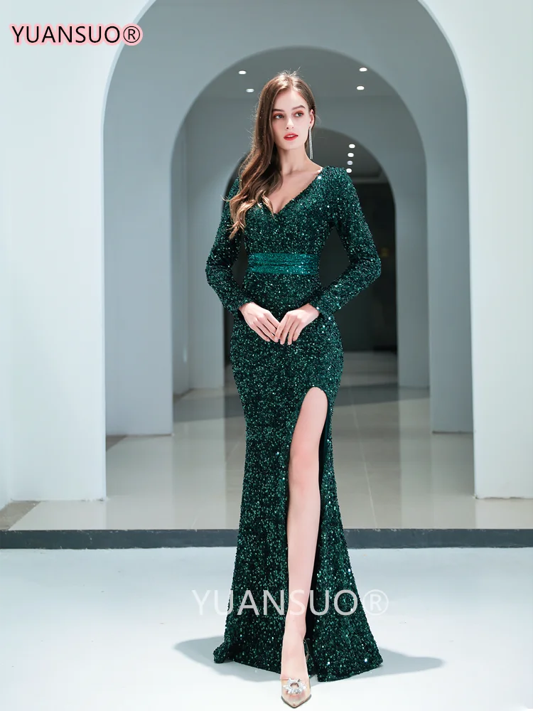 

Champagne Gold Elegant V Neck Sequin Evening Dress Long 2026 New Women Mermaid Formal Dress Party Gown Bodycon Maxi Prom Dress
