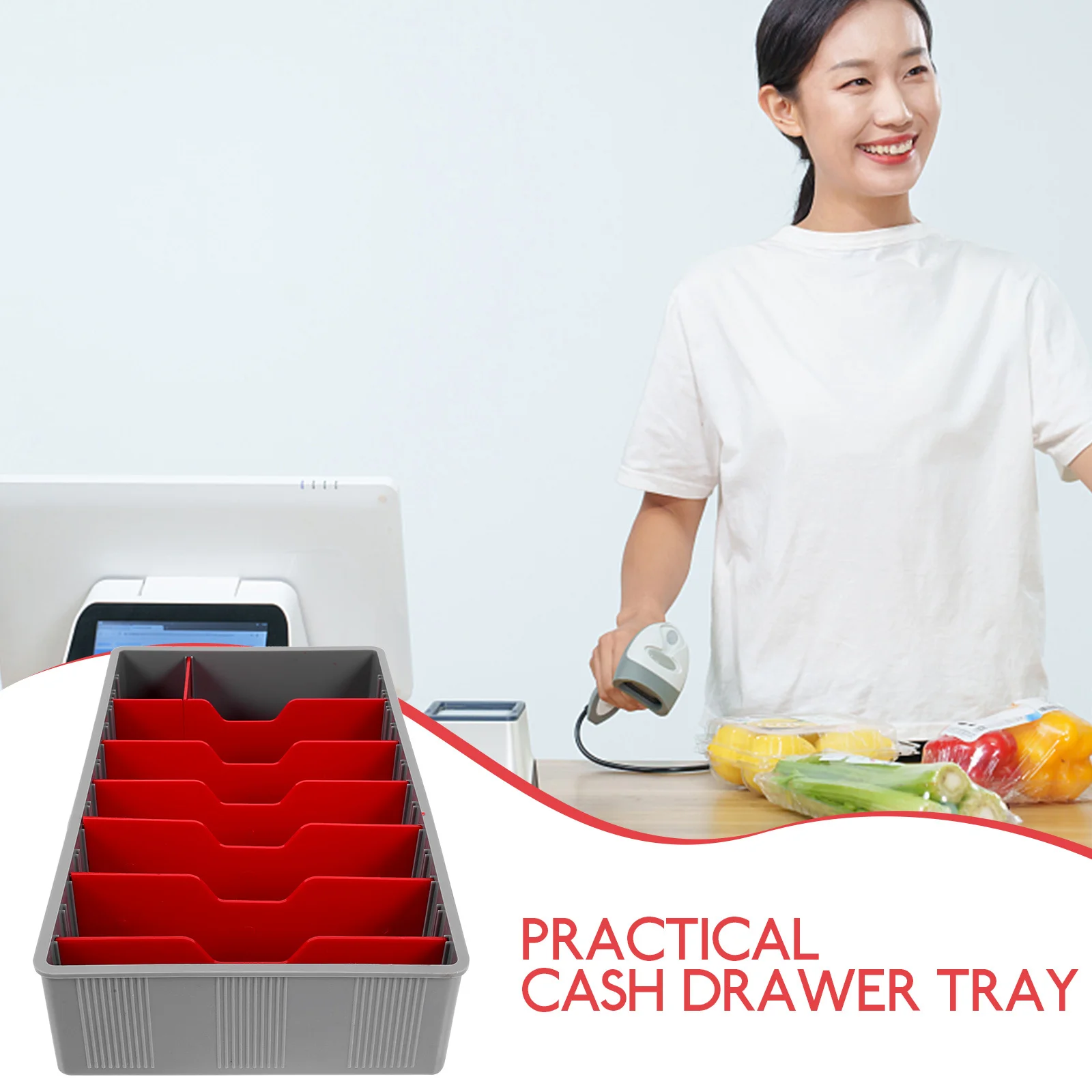 

Cash Drawer Tray with 5 Divided Sections Fine Polished Finish for Store Mall Office Cash Register Tidy Money Management Solution