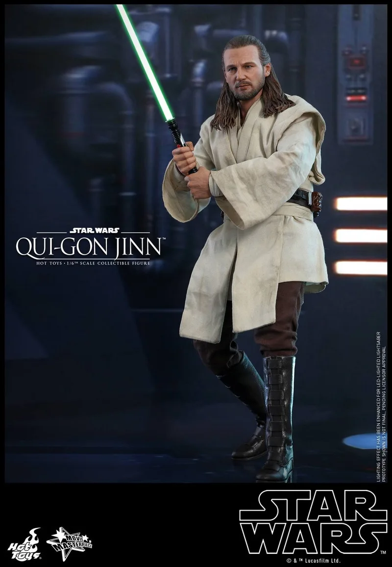 New HOTTOYS HT 1/6 MMS525 Star Wars Prequel Qui Gon Jinn Action Figure Model Hobbies Collection Christmas Gifts Toys