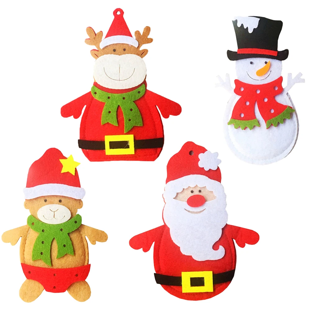 

8PCS Christmas Cutlery Bags Silverware Forks Knife Storage Holiday Tableware Holder Decorations Retro Creative Gifts