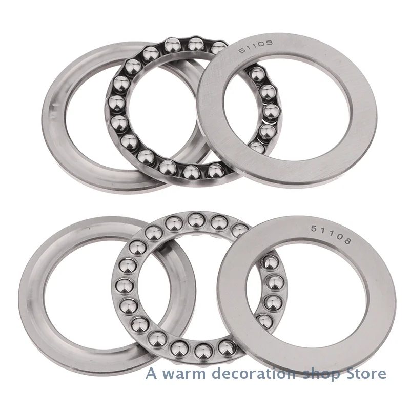 2 Sets Steel Plane Thrust Bearing 51100 51101 51102 51103 51104 51105 51106 51107 51108 51109 51110 Axial Ball Bearings