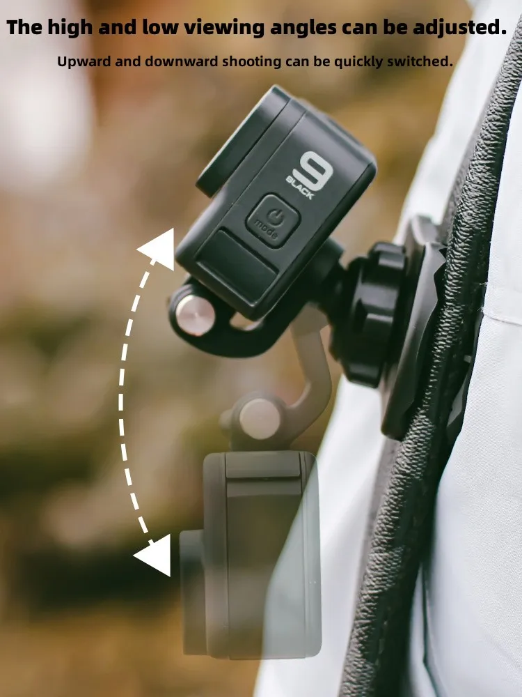 حامل تصوير أفقي ورأسي لسلسلة GoPro Hero ، محول مشبك حقيبة الظهر ، كاميرا DJI OSMO العمل 5 Pro 4 3 2 1 ، 2 في 1