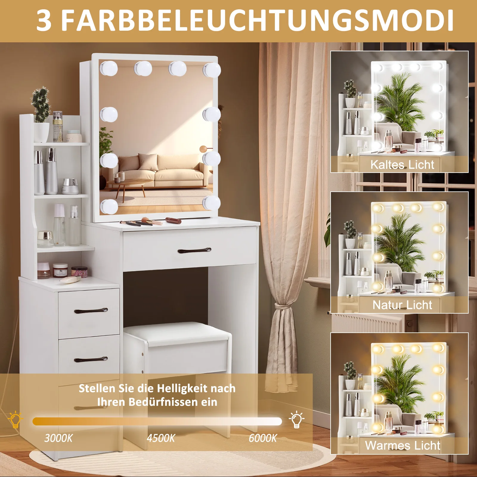 ชุดโต๊ะเครื่องแป้ง LED พร้อมกร - Office Furniture Credenza บทวิจารณ์และราคา
