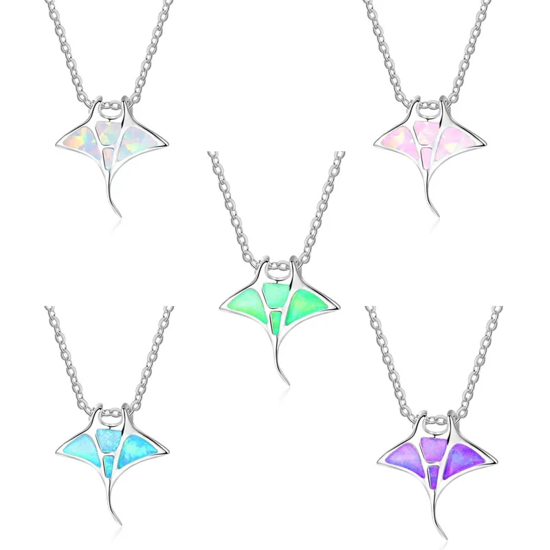 Manta Ray Fish Pendant Necklace for Men Women Fashion Jewelry Gifts Personality Ocean Animals Choker Necklaces Accessories